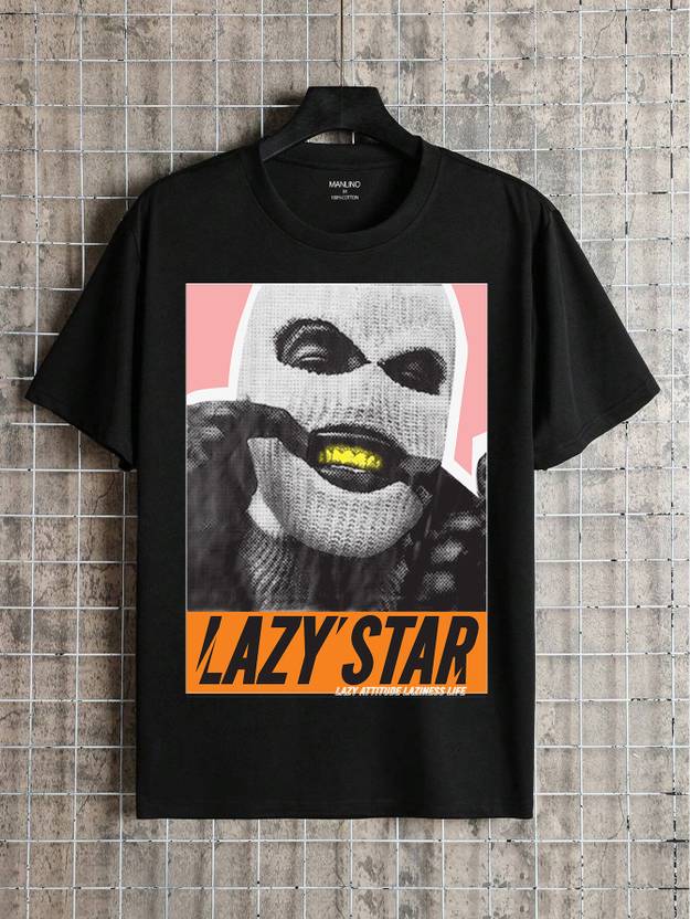 SCOTT FINCHER Men Graphic Print Round Neck Cotton Blend Black T-Shirt