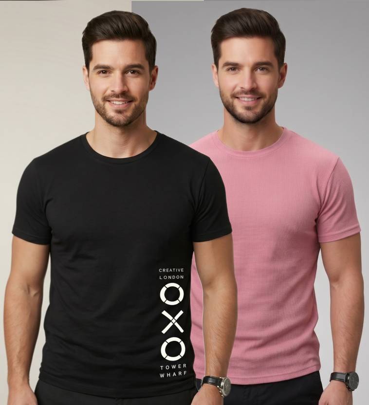 stylesmyth Men Printed, Self Design Round Neck Polyester Multicolor T-Shirt
