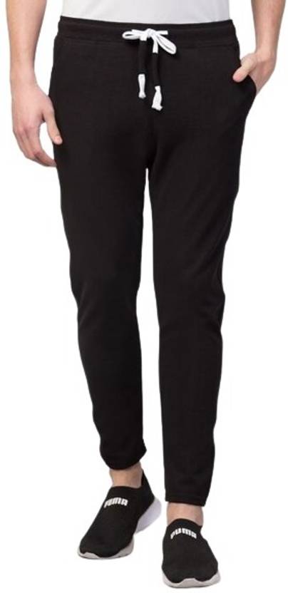 AMFABRICS Men Solid Black Track Pants