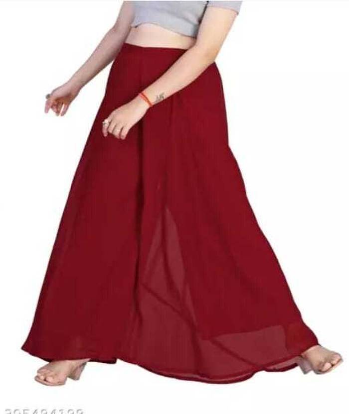 BHAGYASHRAY Women Regular Fit Maroon Georgette Trousers
