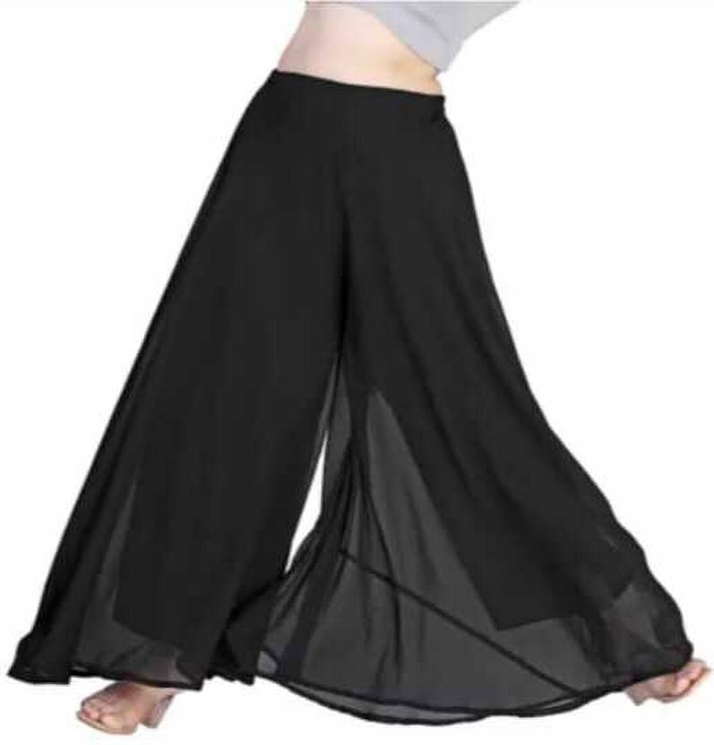 BHAGYASHRAY Women Regular Fit Black Georgette Trousers
