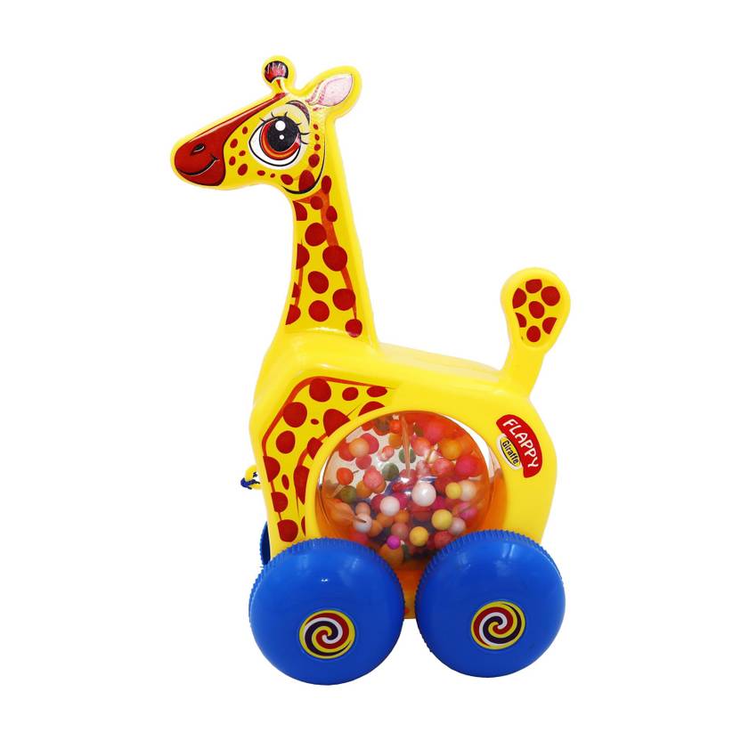 asian Flappy Giraffe Pull Along Toy with Rotating Beads & Big Wheels – Kid