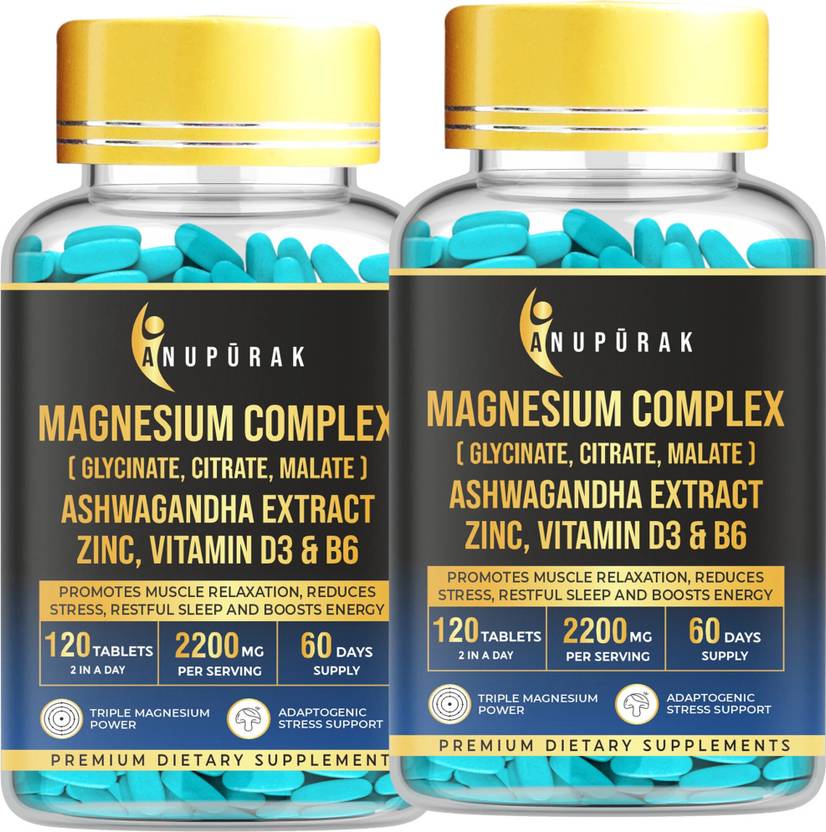 Anupurak Triple Magnesium Complex | Ashwagandha L Theanine | Sleep Stress Muscle Support