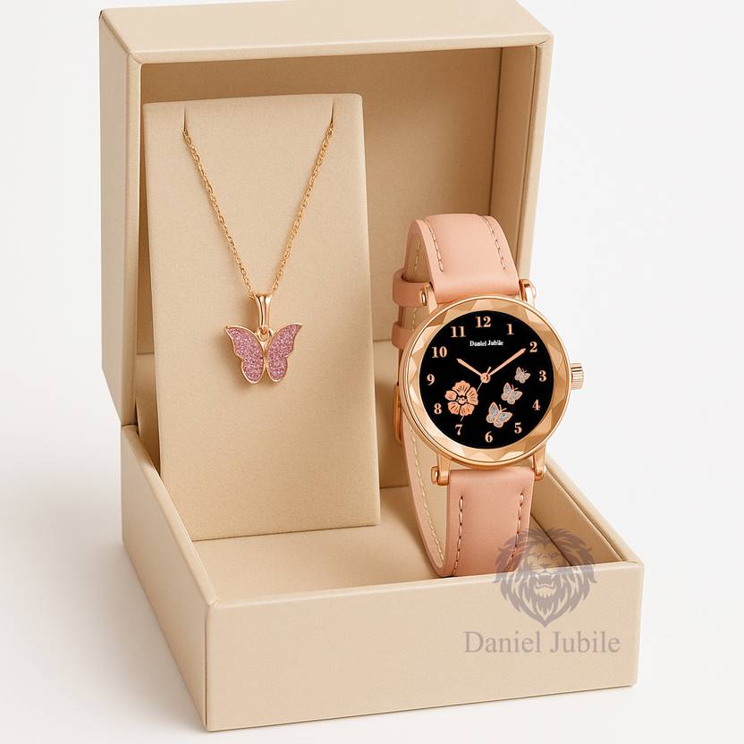 Daniel Radcliffe Women Atractive Brown Color Luxury Trending Watch Analog Watch - For Women Necklace BF Pink With Lather DJ Rose Pink