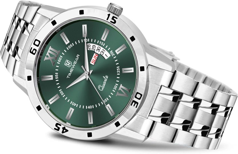 TIMEWEAR Green Roman Dial Stainless Steel Watch - Image 7