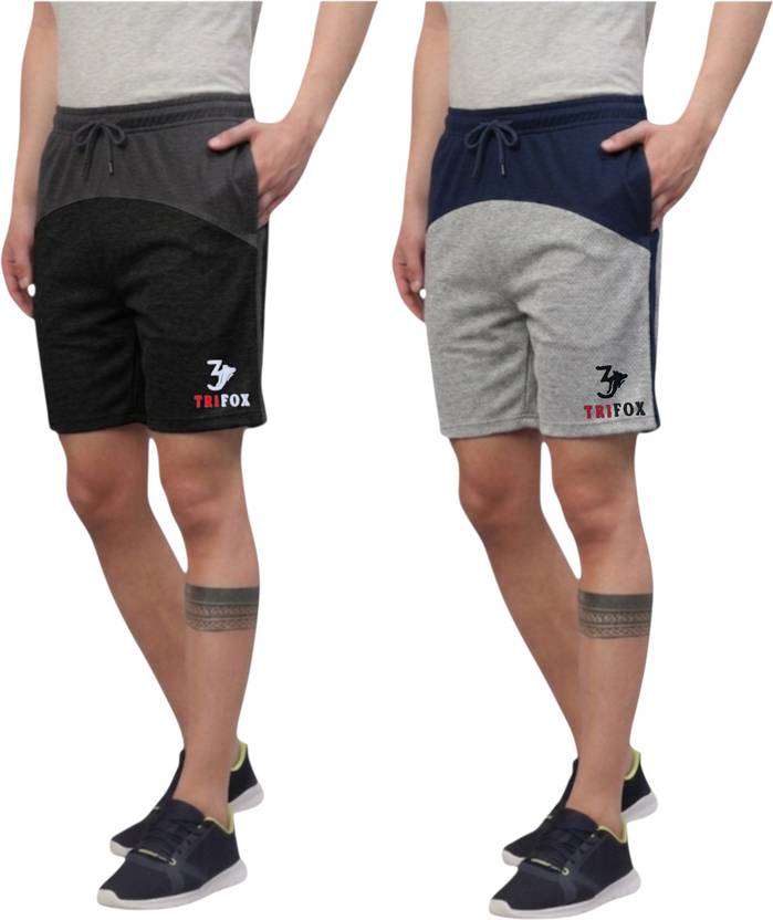 Tommy Tie Pack of 2 Printed Men Black, Grey Basic Shorts