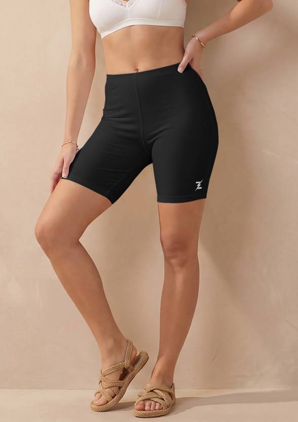 BEING WANTED Solid Women Black Cycling Shorts