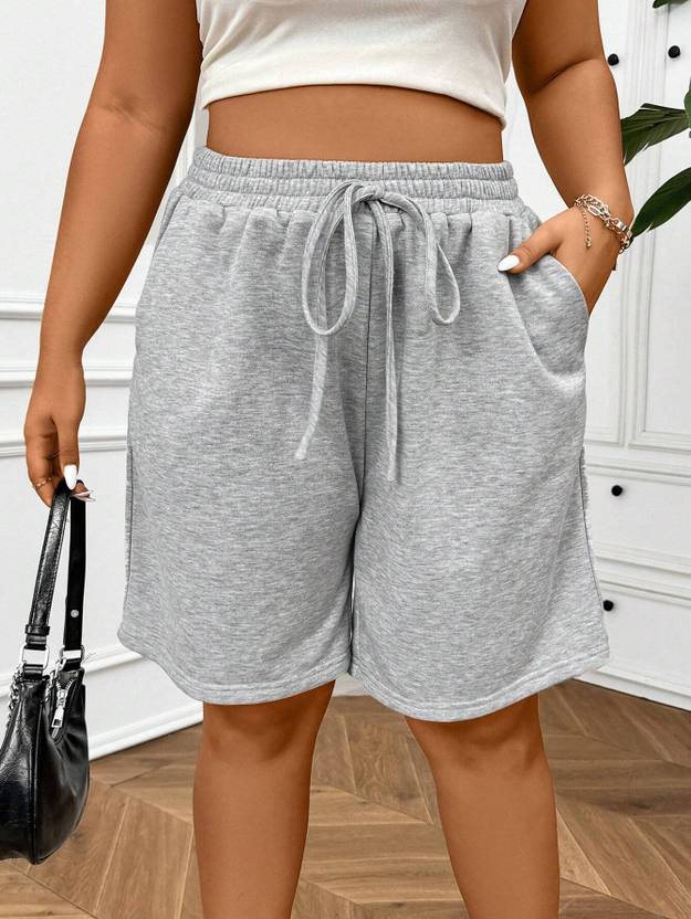 Dockstreet Solid Women Grey Beach Shorts