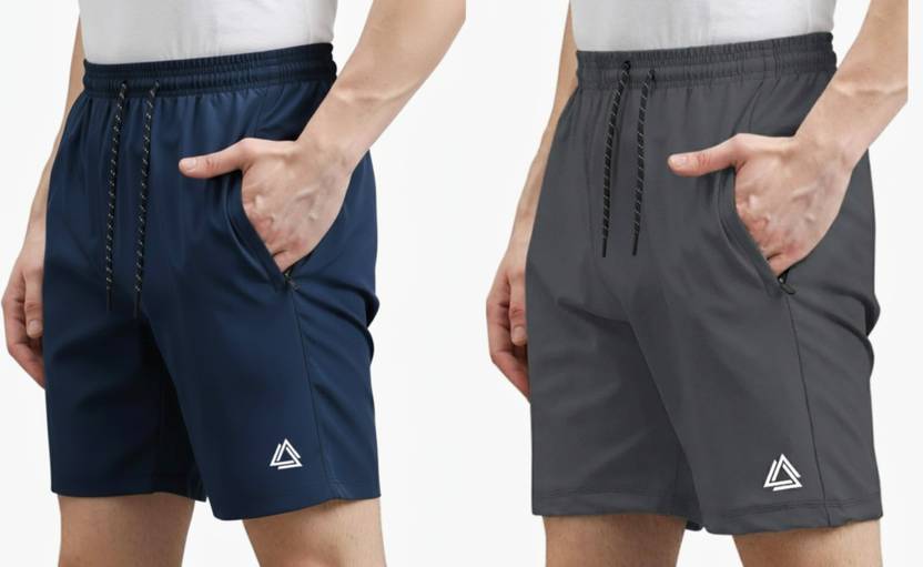 ARSX Pack of 2 Solid Men Multicolor Regular Shorts