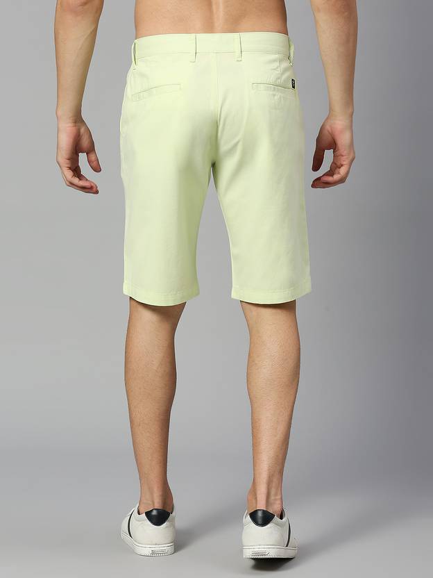 Solid Men Green Chino Shorts