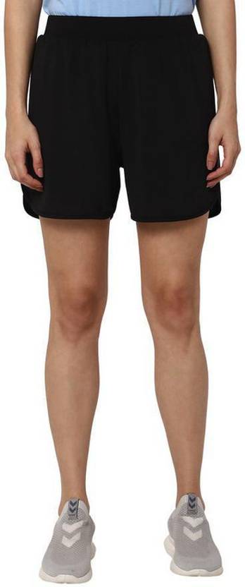 HUMMEL Solid Women Black Sports Shorts