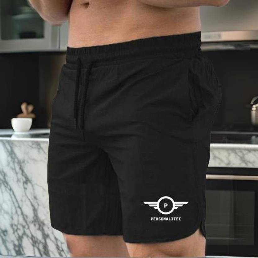 PersonaliTee Printed Men Black Running Shorts