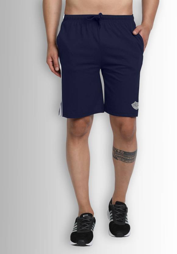 Solid Men Dark Blue Basic Shorts