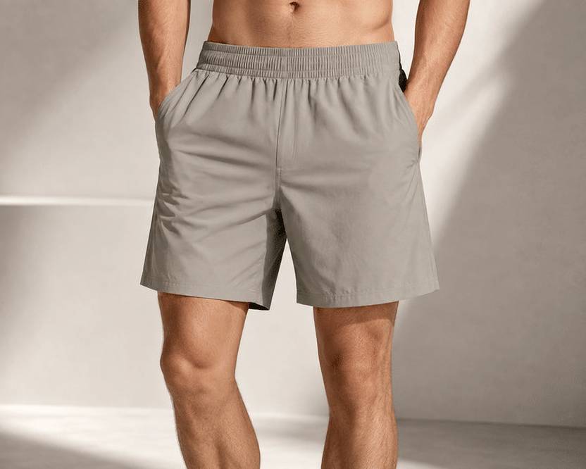 Code yellow Solid Men Beige Casual Shorts, Basic Shorts, Gym Shorts