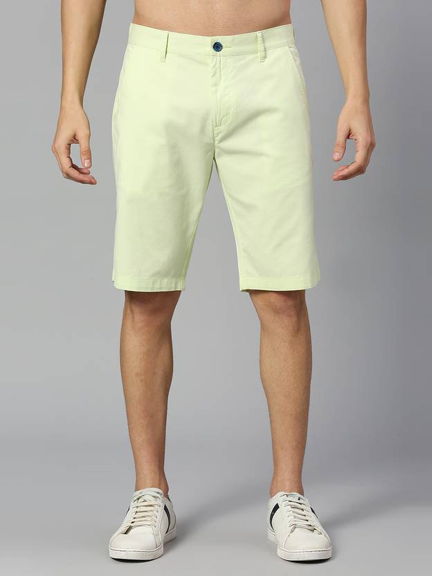 Solid Men Green Chino Shorts