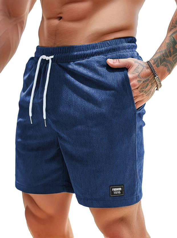 PeppyZone Striped Men Dark Blue Casual Shorts