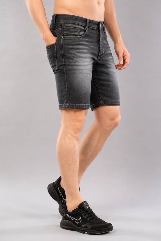NIVASU Solid Men Grey Denim Shorts, Casual Shorts, Regular Shorts