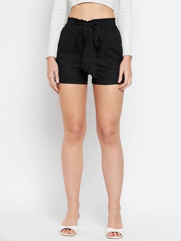 BRINNS Solid Women Black Regular Shorts