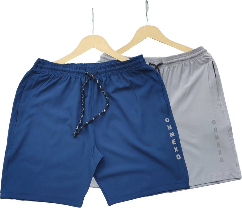 ONNEXO Pack of 2 Solid Men Blue, Grey Regular Shorts