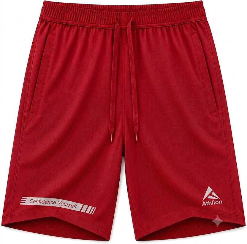 ATHLLON Printed Men Red Sports Shorts
