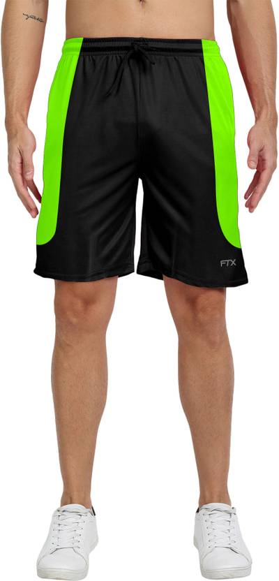 [Size M] FTX Color Block Men Black Sports Shorts