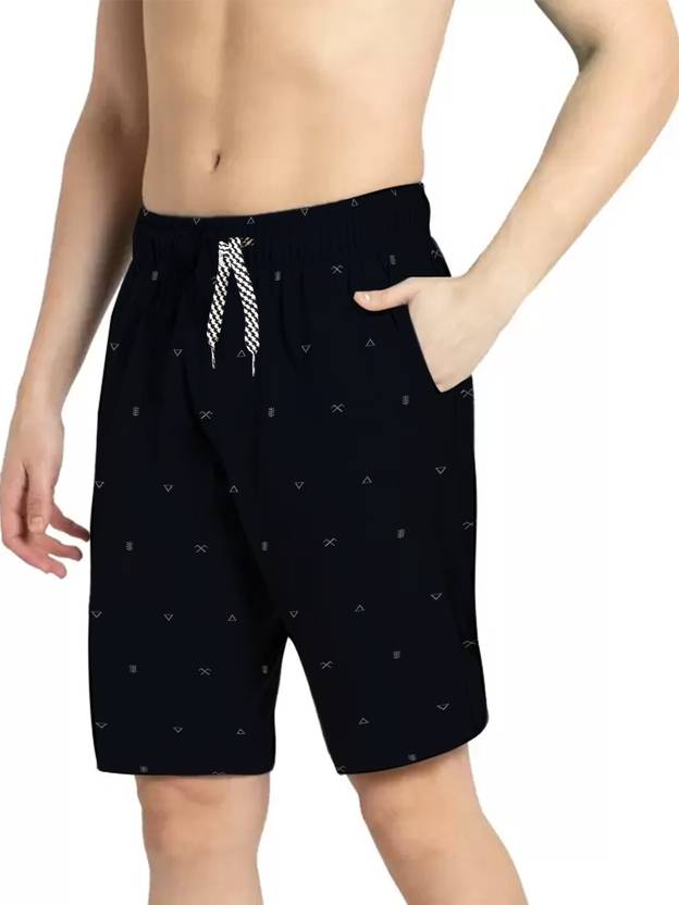 Printed Men Black Regular Shorts