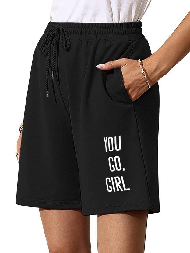HOTFITS Solid Women Black Regular Shorts