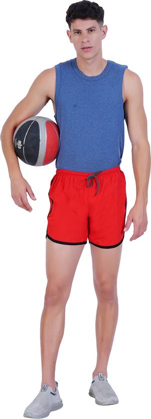 YUTU Striped Men Red Casual Shorts