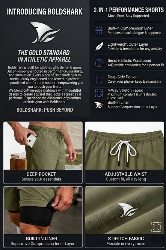 BOLDSHARK Men Green Compression Cycling Shorts - Image 3