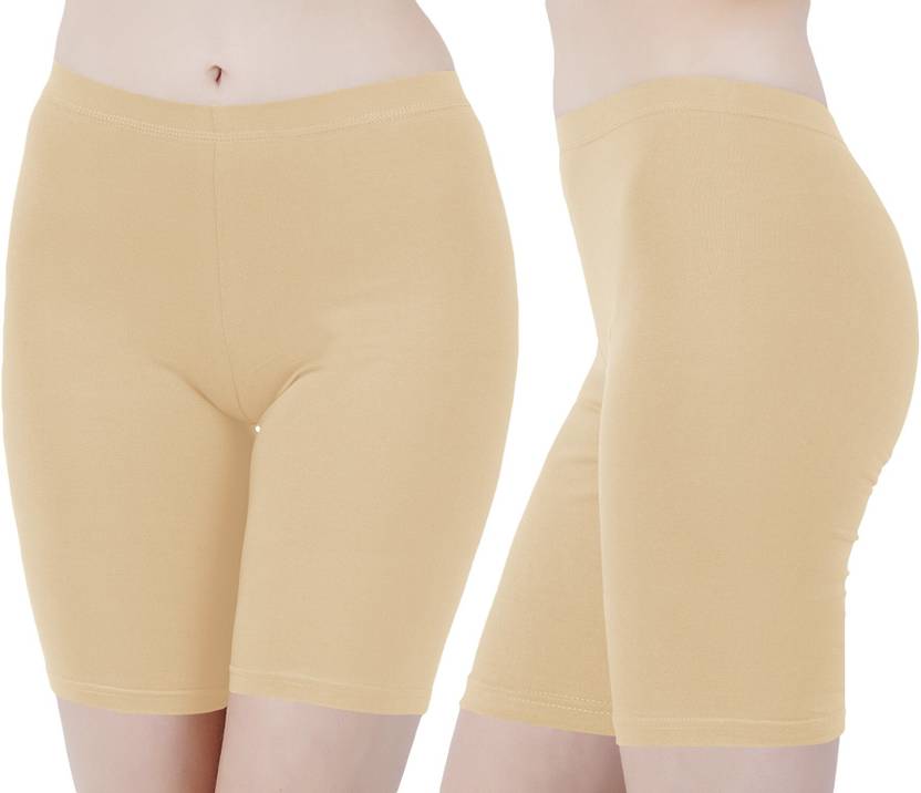 UllasPemium Solid Women Beige Cycling Shorts