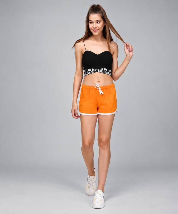 KOTTY Color Block Women Orange Night Shorts