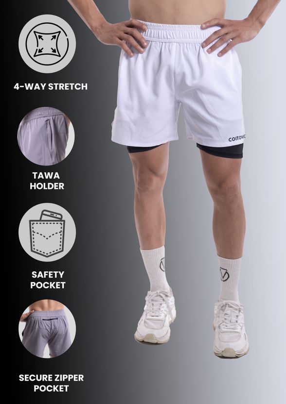 COITONIC Men White Sports Shorts - Image 5