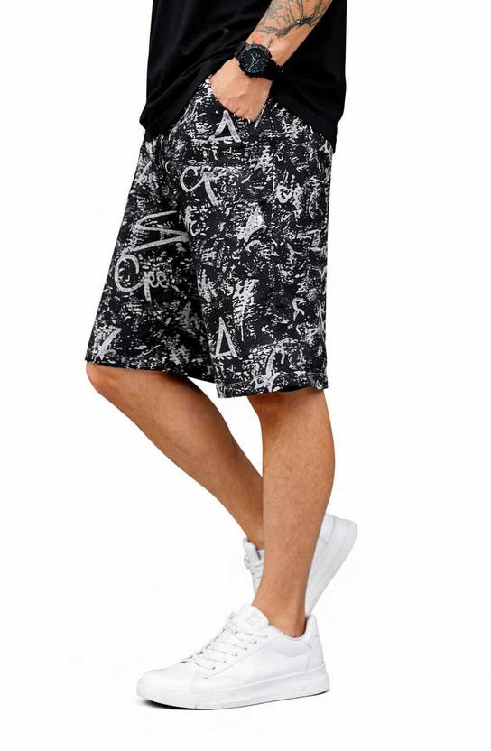 Anisom Printed Men Black, White Casual Shorts