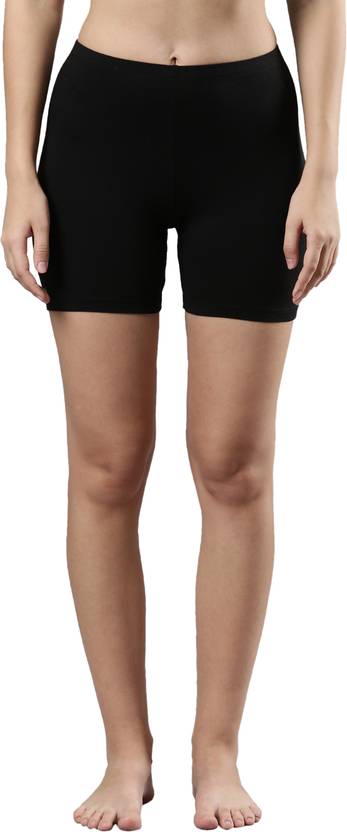 femmora Solid Women Black Cycling Shorts