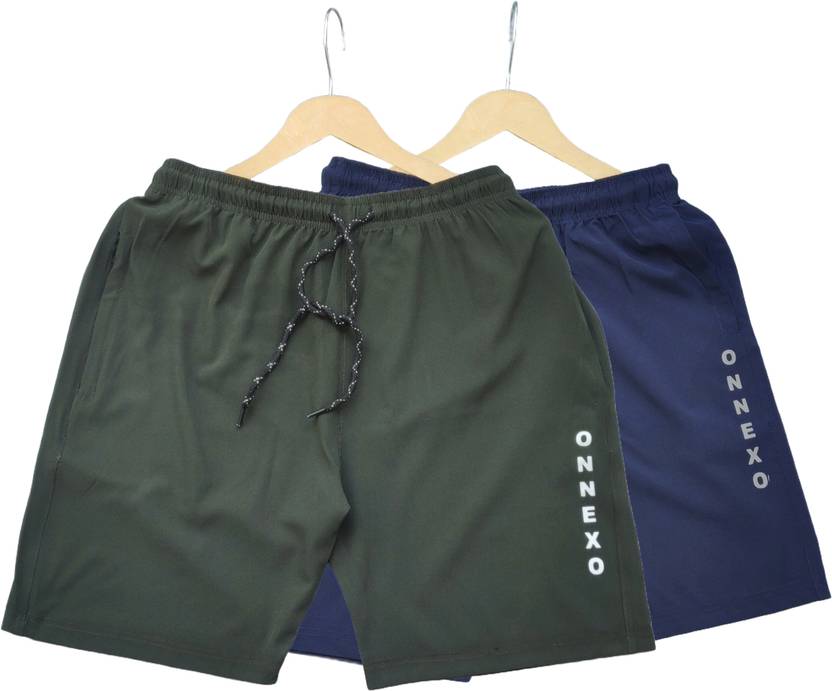 ONNEXO Pack of 2 Solid Men Blue, Green Regular Shorts