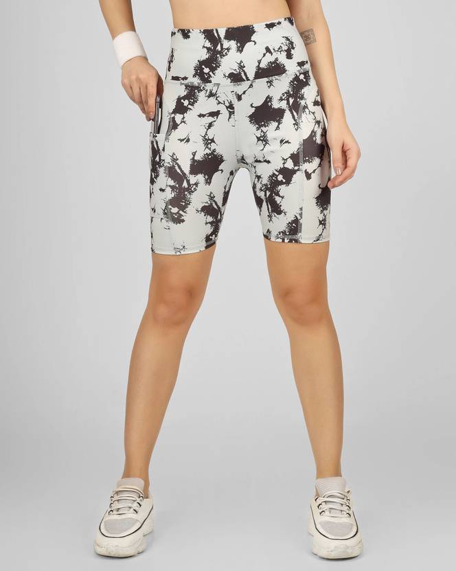 Beyogini Printed Women Grey Sports Shorts