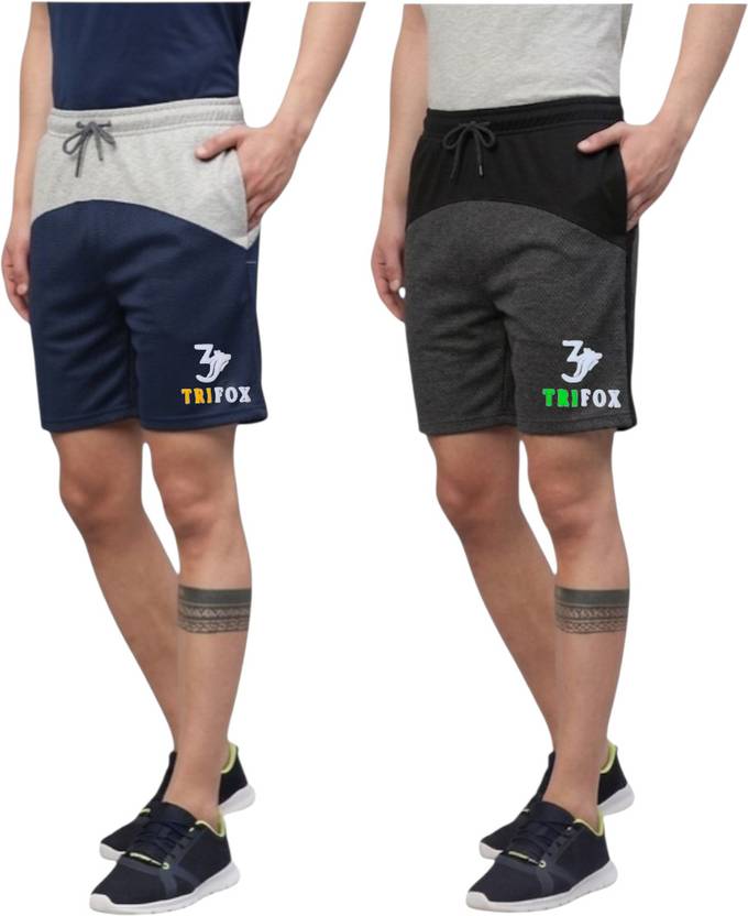 Tommy Tie Printed Men Black, Grey Basic Shorts