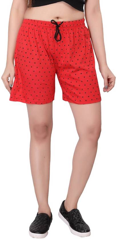 Ddaspration Printed Women Red Gym Shorts