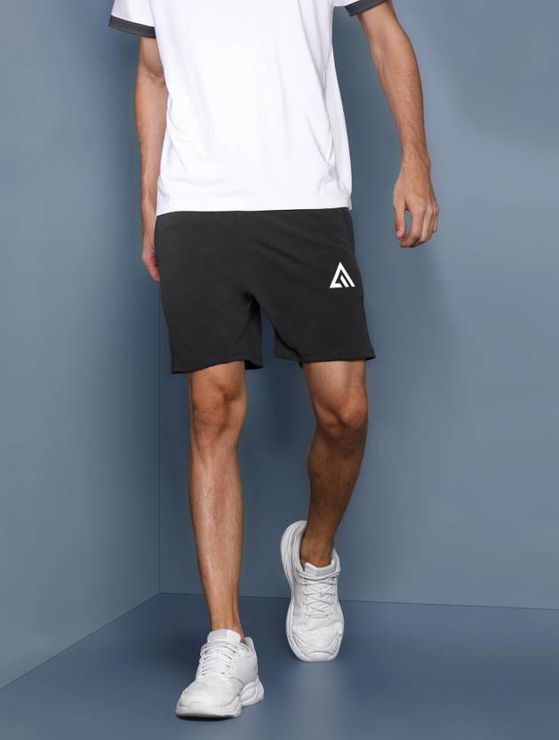 Adrenex Solid Men Grey Sports Shorts