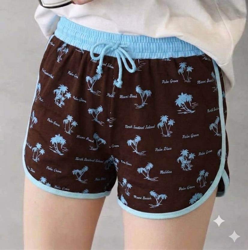 LIZA GARMENT Printed Women Brown Casual Shorts