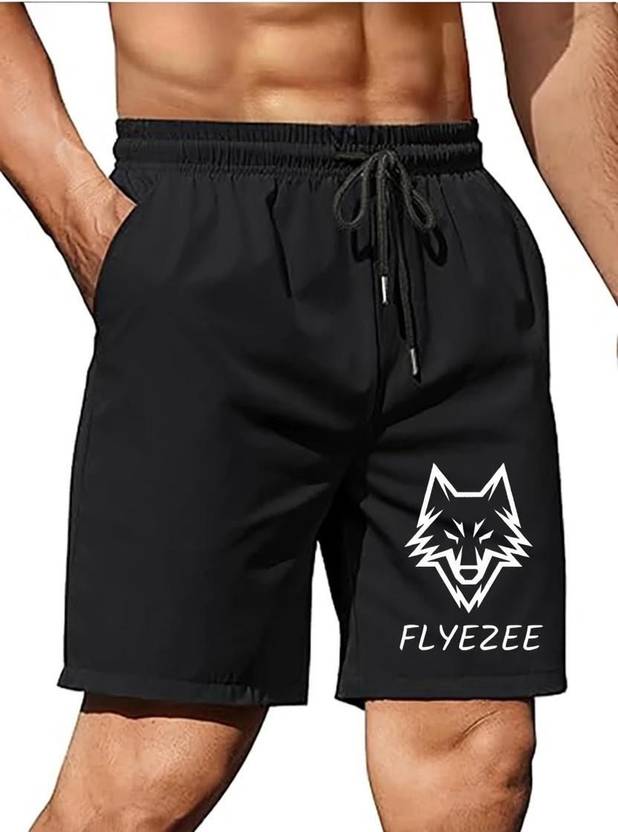 FLYEZEE Printed Men Black Board/Swim Shorts