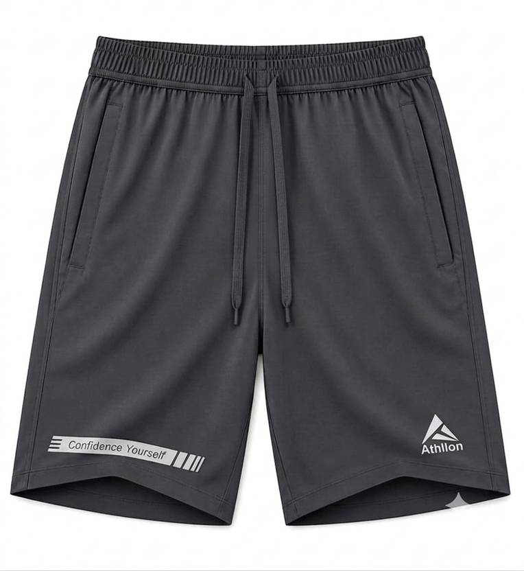 ATHLLON Printed Men Dark Grey Sports Shorts