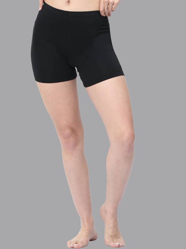 BOLDFIT Solid Women Black Boxer Shorts