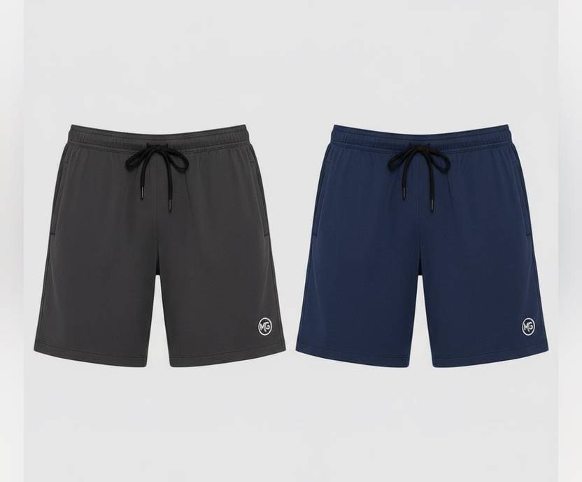 MAAHIGARMENTS Pack of 2 Solid Men Dark Grey, Dark Blue Regular Shorts