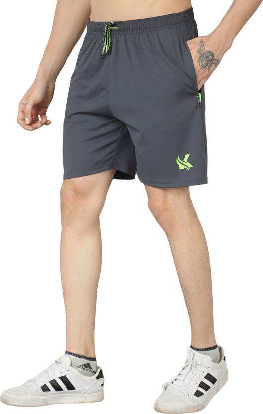 Kibitzer Solid Men Dark Grey Sports Shorts