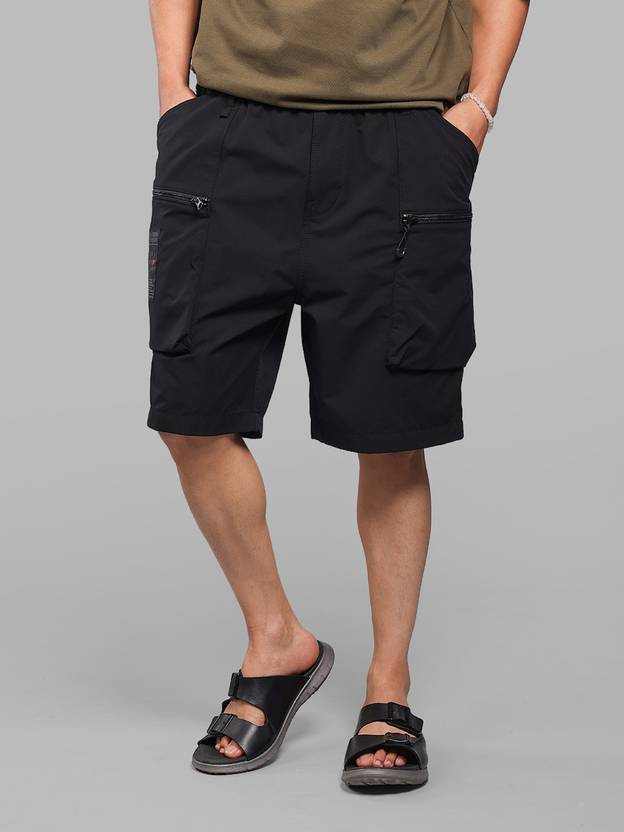 ROOKIES Solid Men Black Regular Shorts