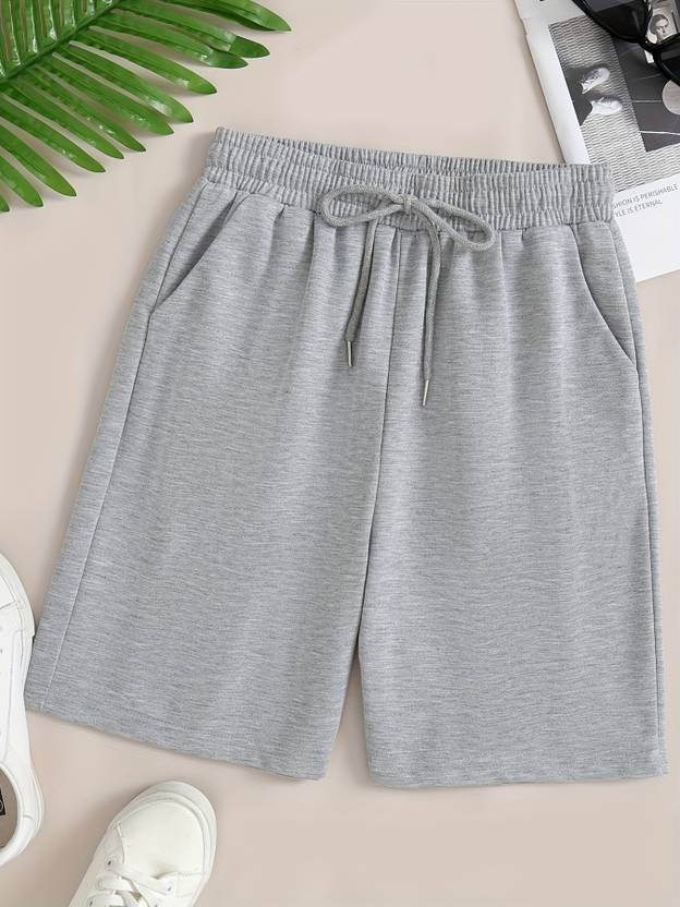 Dockstreet Solid Women Grey Bermuda Shorts