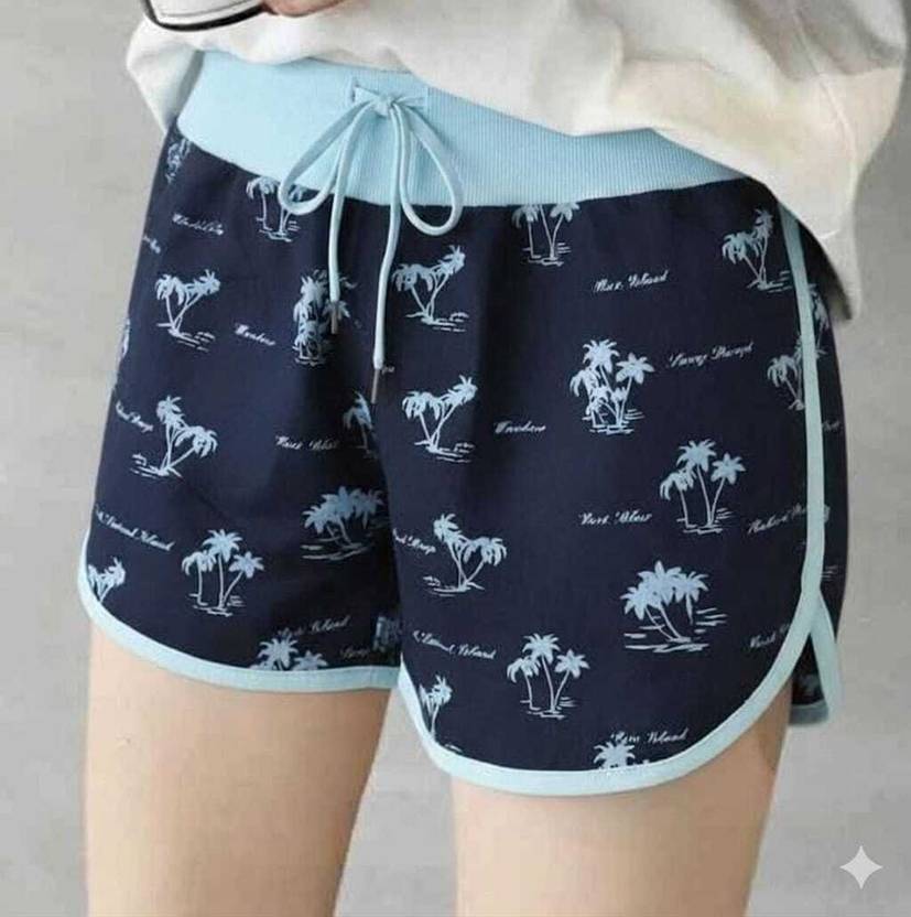 LIZA GARMENT Printed Women Dark Blue Casual Shorts