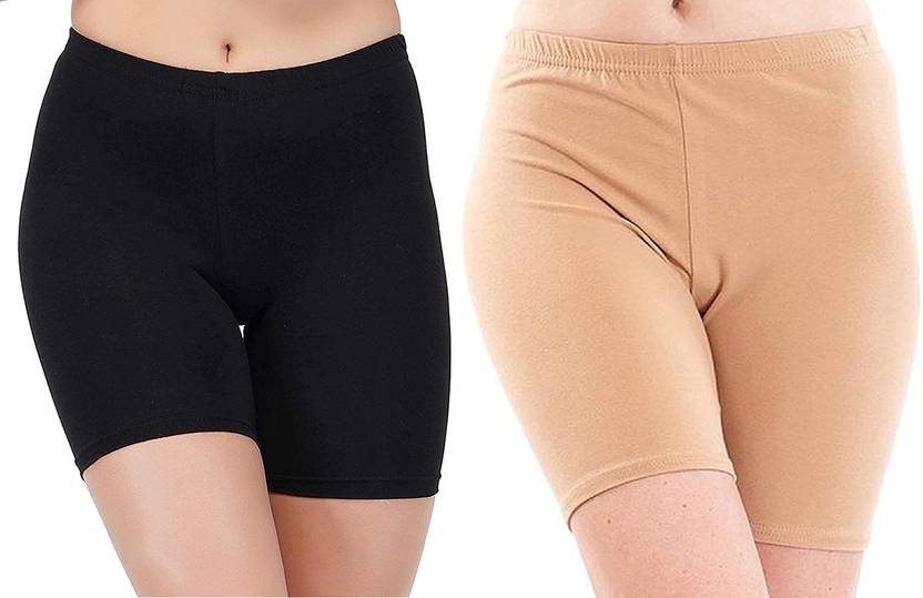 ASIDEA Solid Women Black High Waist Shorts