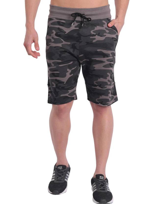 PeppyZone Printed Men Grey Gym Shorts